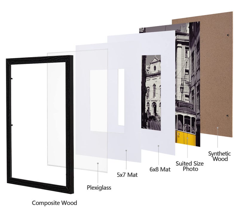 إليتيك برو ELETECPRO 9X12 إطارات الصور مجموعة من 10 عرض 6x8 أو 5x7 صورة مع حصيرة أو 9x12 بدون إطارات معرض جدار حصيرة الجدول أعلى عرض أو تصاعد الجدار (أسود 9x12) - Image 3