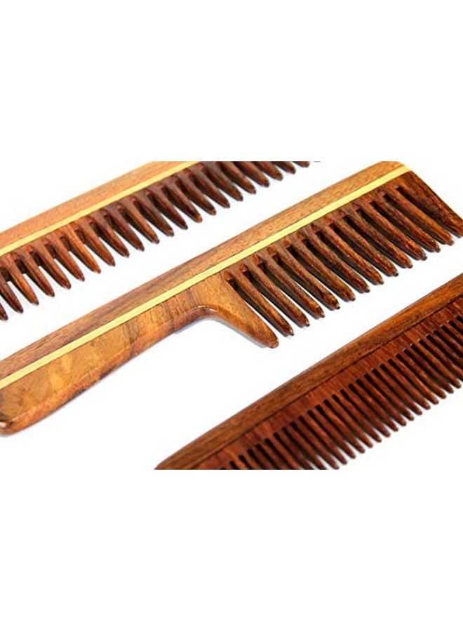 ESPLANADE Wooden Comb For Men & Women (Set Of 3) Sheesham Wood Handmade Antistatic Hair Beard Mustache - Image 4