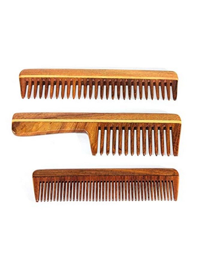 ESPLANADE Wooden Comb For Men & Women (Set Of 3) Sheesham Wood Handmade Antistatic Hair Beard Mustache - Image 1