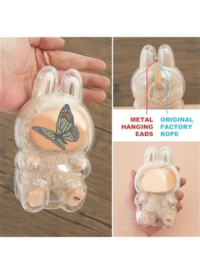 Arabest 2pcs Protective for LABUBU Case, Clear Figure Display Bag with Keychain, Plastic Protective Cover, Storage Transparent (Doll Not Include, Two Style Sitting)  - Image 2