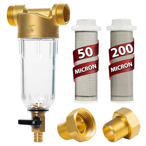 Aquaboon 3/4" Spin-Down Sediment Filter for Well Water, Reusable Pre-Filter, 50 & 200 Micron, Heavy-Duty for Home & Commercial Use, Easy to Clean, Extends Unit Life - Image 1