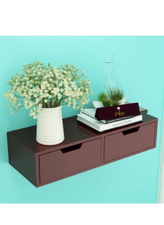 Wooden Twist Exclusively Launched Engineered Wood Wall Shelf with Drawer for Living Room , Storage and Home Decorative (Glossy Finish, Brown)  - Image 1
