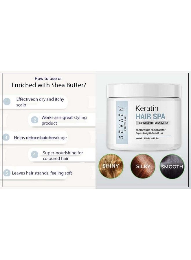 SEVAEN Keratin Hair Spa Cream For Hair Dry&Damage Repair And Strengthening&Smoothing Hair With Deep Conditioning Treatment ; 500Gm - Image 4