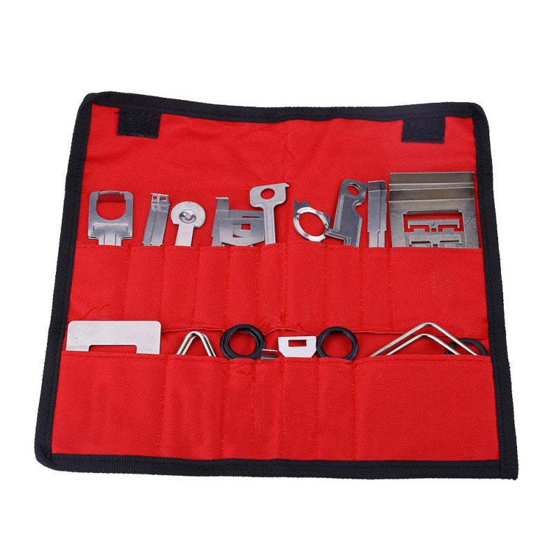 Car Radio Removal Tool Kit: 38pcs Red Professional Tools - Universal For Mercedes BMW VW Audi Ford Citroen, Anti-Scratch Design, With Storage Bag For DIY Automotive Audio Install & Removal - Image 2