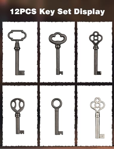 Mellbree Skeleton Key, 12-Key Universal Hollow Barrel Skeleton Keys Kit for Antique Dresser, Chinese Cabinet, Antique Furniture and Old Style Cabinets or Doors, Select Antique Furniture Limited Compatibility - Image 4