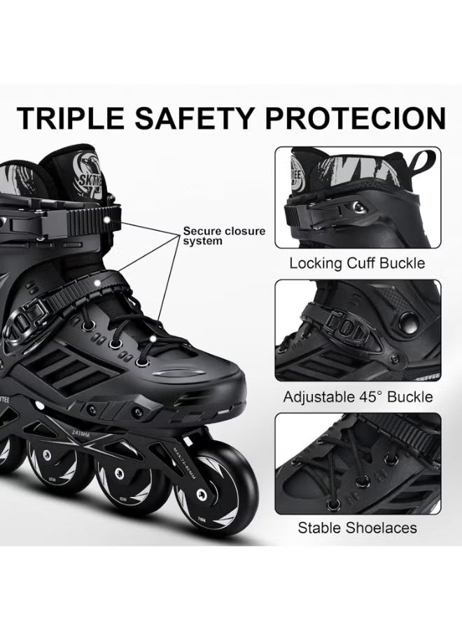 DEXO Inline Skates for Women Men, Outdoor Street Blades Roller Adult Male Female, Professional Fitness Roller Skates Blades for Unisex- Size 41-42 - Image 2