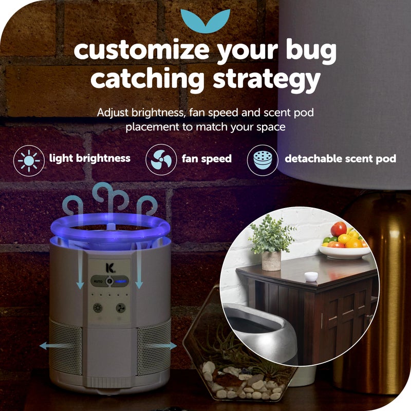 Katchy Duo Indoor Insect Trap with Scent Pod - Fan Powered with UV Light - Fruit Fly Traps for Indoors - for Fruit Flies, Gnats, Mosquitoes, Moths (White) - Image 5