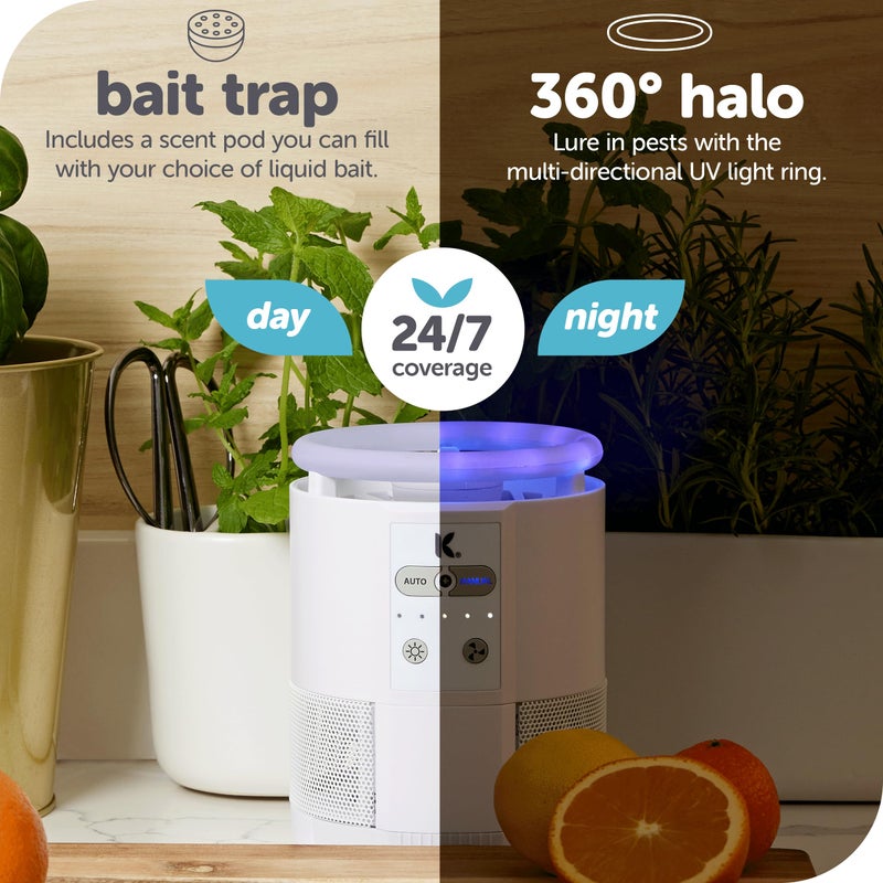 Katchy Duo Indoor Insect Trap with Scent Pod - Fan Powered with UV Light - Fruit Fly Traps for Indoors - for Fruit Flies, Gnats, Mosquitoes, Moths (White) - Image 3
