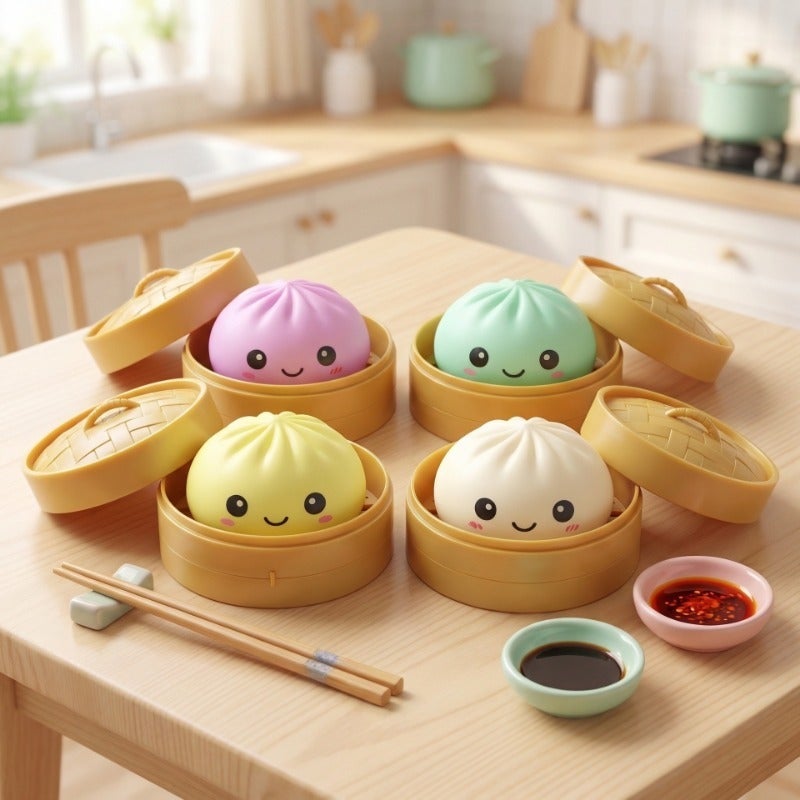 Smiling Face Big Steamed Bun Squeeze Toy – Kneading Dough with Music, Slow Rebound Stress Relief, No Battery Required - Image 2