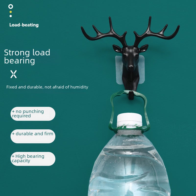 Creative Deer Head Wall Hook No-Drill White 