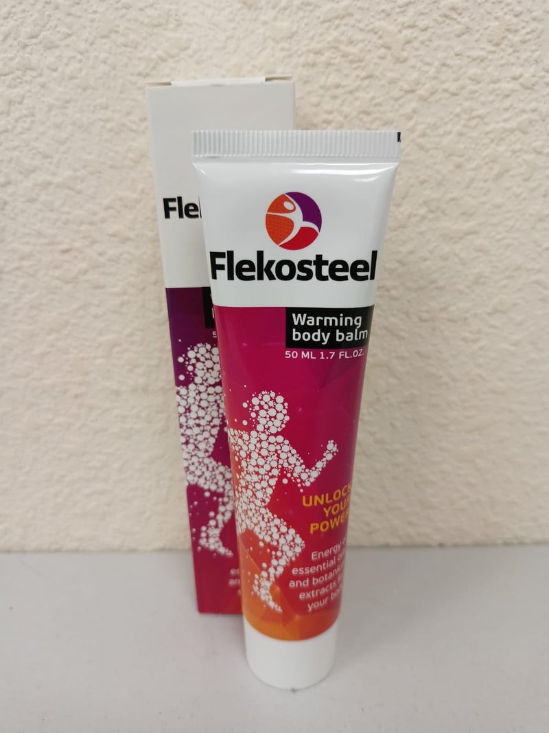 FLEXMOTION Flekosteel Cream 3 Tube Warming Body Balm 3x17 fl oz 3x50 ml Three Tubes Muscle Stretching Help with Joint Pain and atrosis Original Hologram
