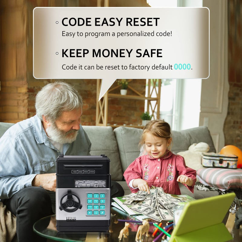 Vcertcpl Piggy Bank, Vcertcpl ATM Coin Money Saving Box with Password, Kids Safe Money Jar with Auto Grab Bill Slot, Birthday Gifts Toys Bank for 6 7 8 9 10 11 12 Year Old Girls Boys - Image 2