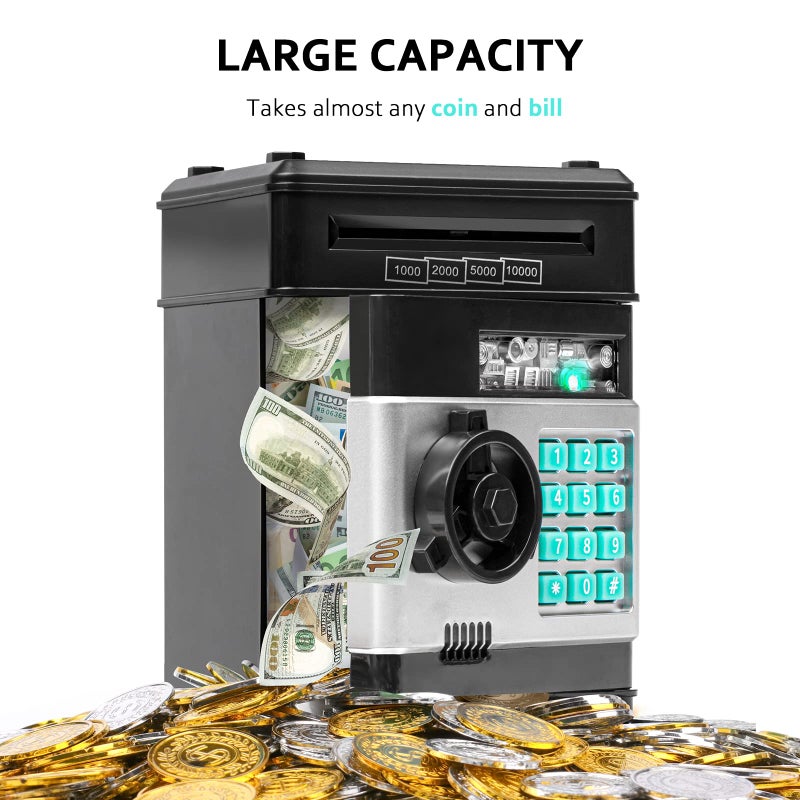 Vcertcpl Piggy Bank, Vcertcpl ATM Coin Money Saving Box with Password, Kids Safe Money Jar with Auto Grab Bill Slot, Birthday Gifts Toys Bank for 6 7 8 9 10 11 12 Year Old Girls Boys - Image 4