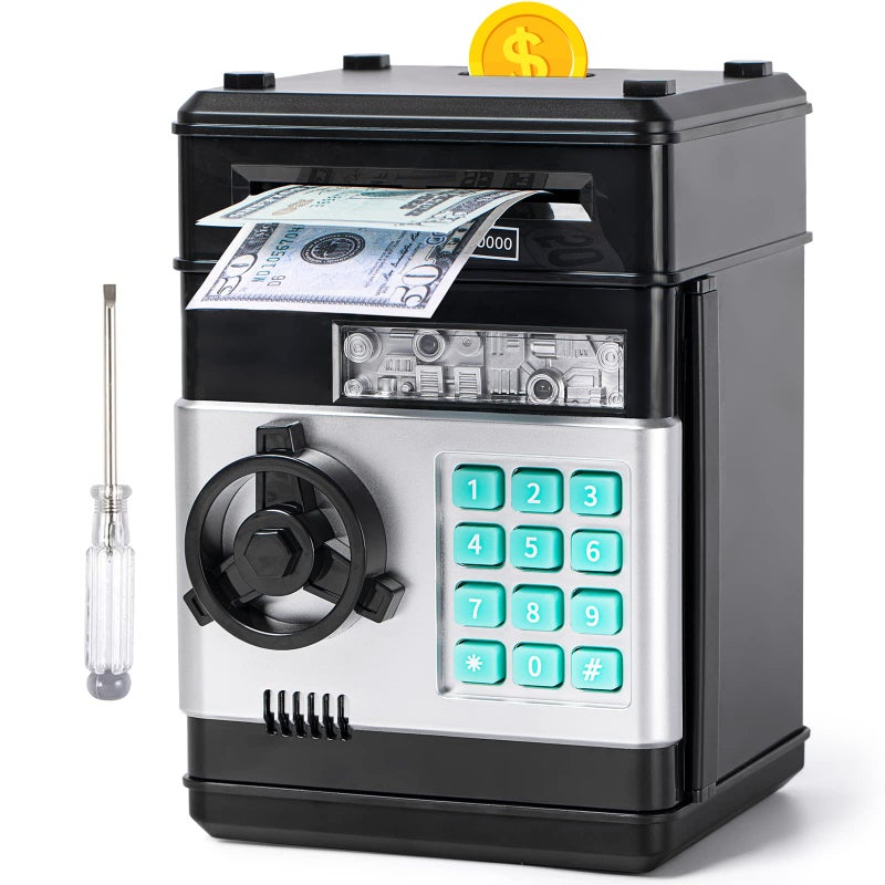 Vcertcpl Piggy Bank, Vcertcpl ATM Coin Money Saving Box with Password, Kids Safe Money Jar with Auto Grab Bill Slot, Birthday Gifts Toys Bank for 6 7 8 9 10 11 12 Year Old Girls Boys - Image 1