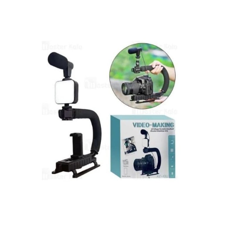 Tripod Stand with Built-in Microphone & LED Light for Live Streaming & Video Shooting Professional Quality (AY-49 U) - Image 2