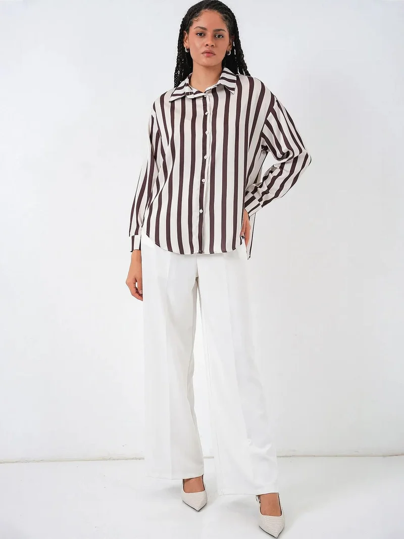 BIG DART BDART Satin Long Sleeve Button Up Shirt