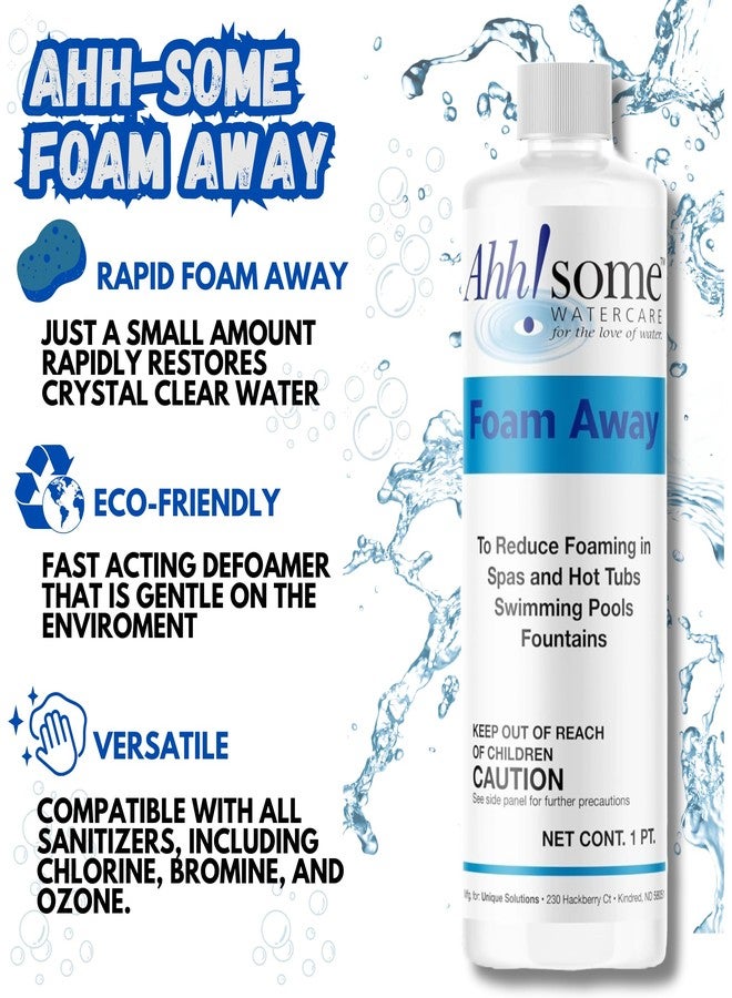 Ahh-Some Ahh!Some Water Care Hot Tub & Spa De-Foamer, 1 Pint Hot Tub & Pool Foam Eliminator, Fast-Acting, Silicone-Based Anti-Foam Solution for Spas & Hot Tubs, Safe, Eco-Friendly Formula with No Residue - Image 2