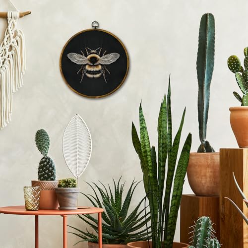 Mcehtle Vintage Bee Wall Art Decor, Moody Honey Bee Cottagecore Framed Canvas Prints 10x10, Dark Academia Insect Round Wall Hanging Artwork Decorations for Gallery Bedroom Living Room - Image 2