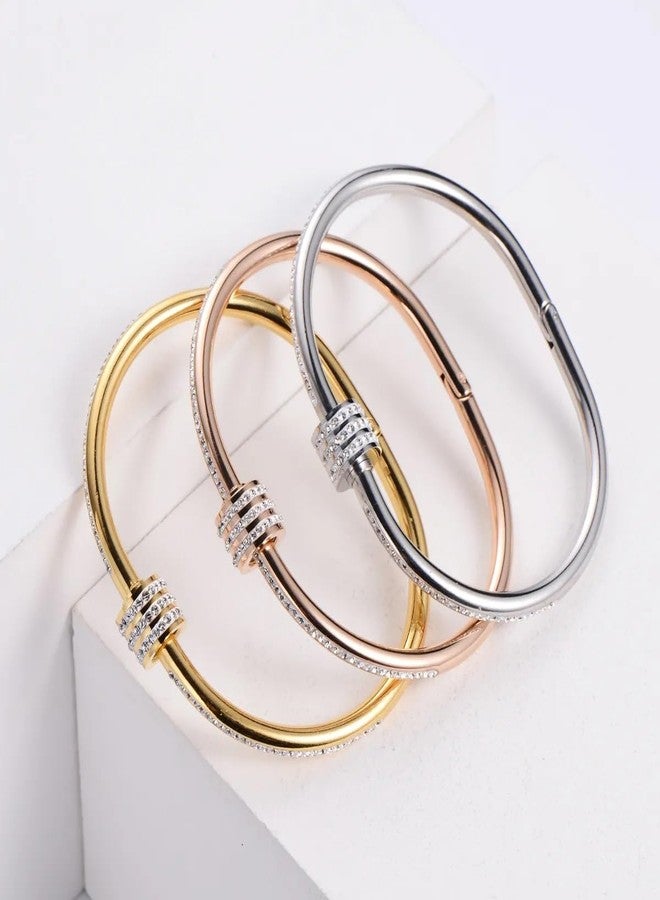 MEENAZ bracelet for women Stylish Bangles for women Adjustable Anti Tarnish Bracelet for girls rose gold Kada for Women Accessories Anti Tarnish Jewellery Stainless Steel Cuff Bracelet gifts Combo - Image 2