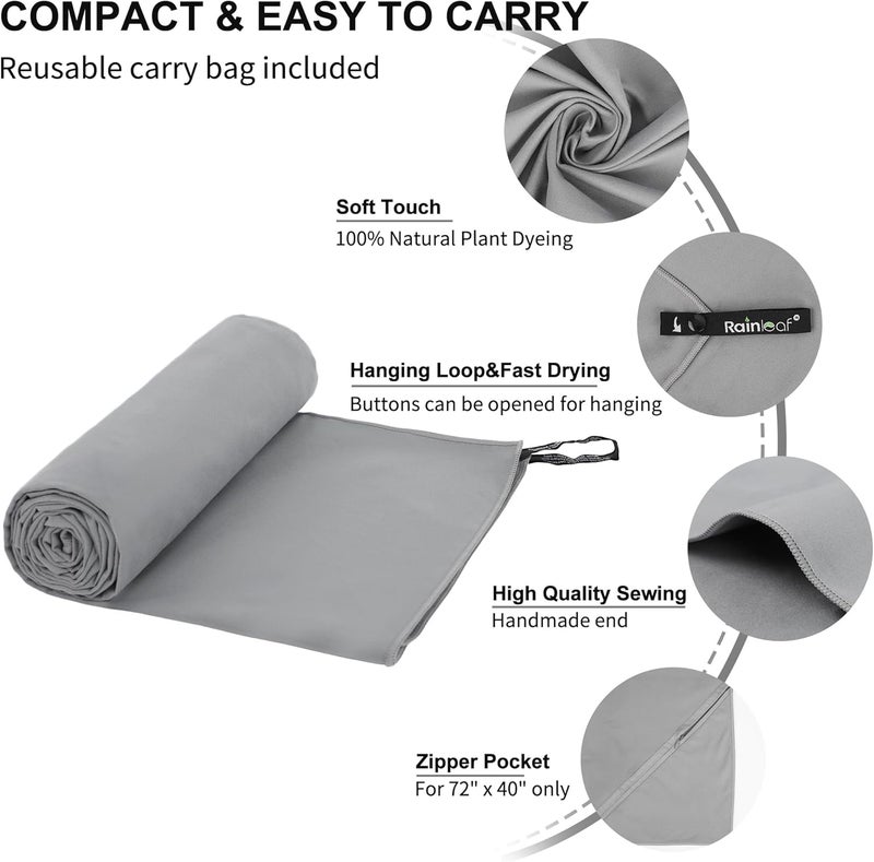 Rainleaf Microfiber Towel Perfect Travel & Gym & Camping Towel. Quick Dry - Super Absorbent - Ultra Compact - Lightweight. Suitable for Trip, Beach, Shower, Backpacking, Pool - Image 3