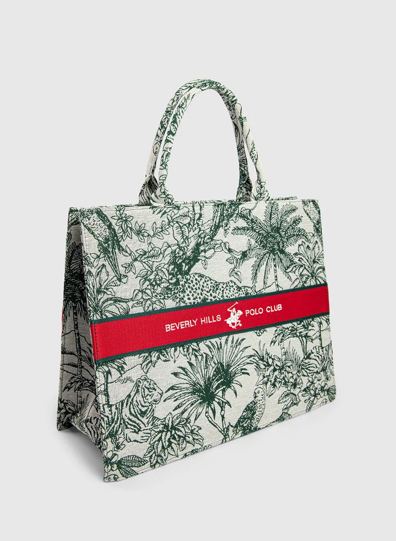 BEVERLY HILLS POLO CLUB Printed Zippered Mini Tote Bag