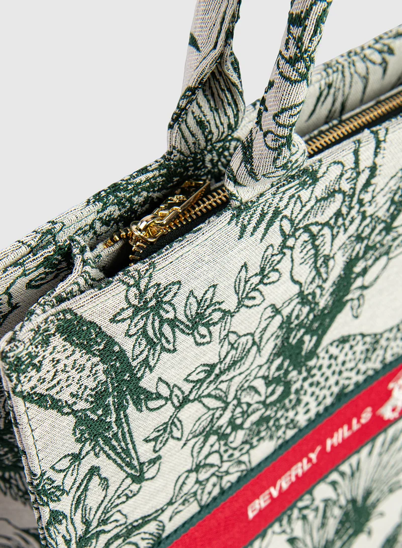 BEVERLY HILLS POLO CLUB Printed Zippered Mini Tote Bag