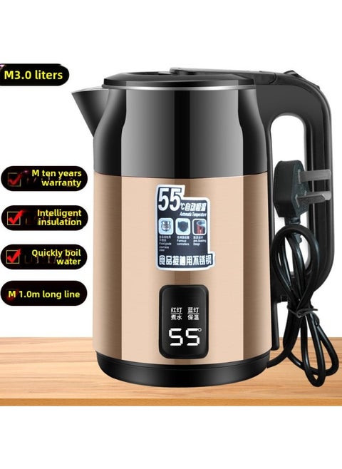 Thickened Thermal Insulation Kettle Household Durable Fast Boiling Large Capacity 304 Boiling Kettle Automatic Power Off-Color:3.0l Golden Color Steel [intelligent Thermal Insulation] Thickened And Durable-Capacity:The Original Price Will Be Restored To 100 Yuan Soon
