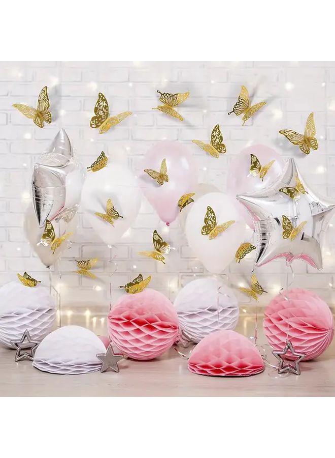 Golden 48pcs 3D Butterfly Wall Decor 4 Styles 3 Sizes Removable Stickers for Room Wedding Birthday Party - Image 5