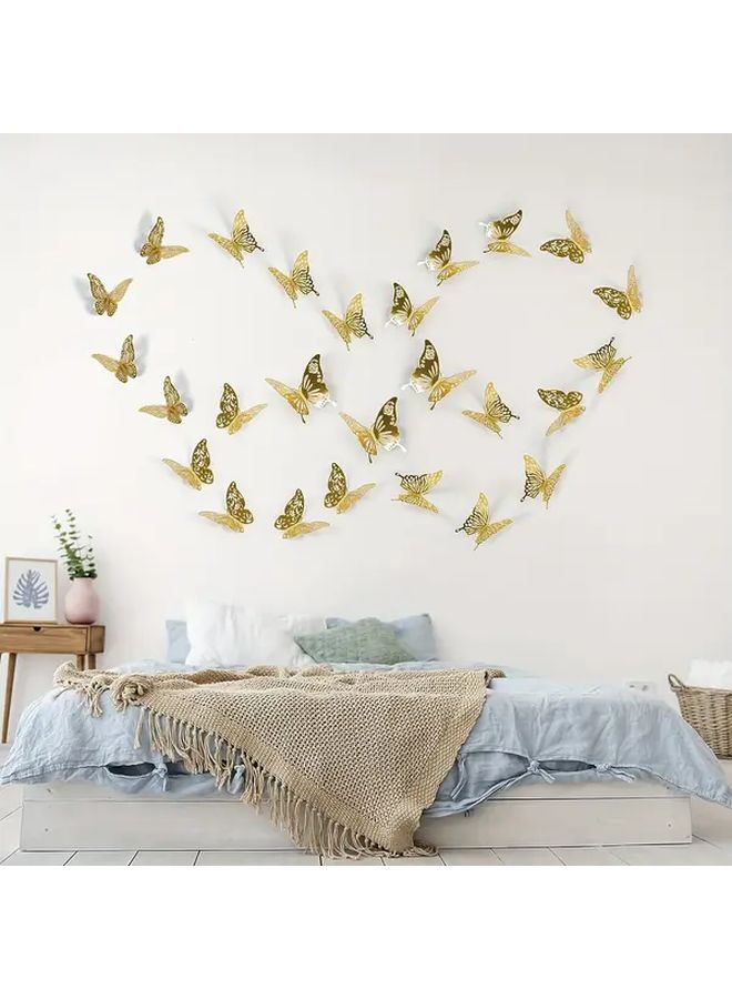 Golden 48pcs 3D Butterfly Wall Decor 4 Styles 3 Sizes Removable Stickers for Room Wedding Birthday Party - Image 3
