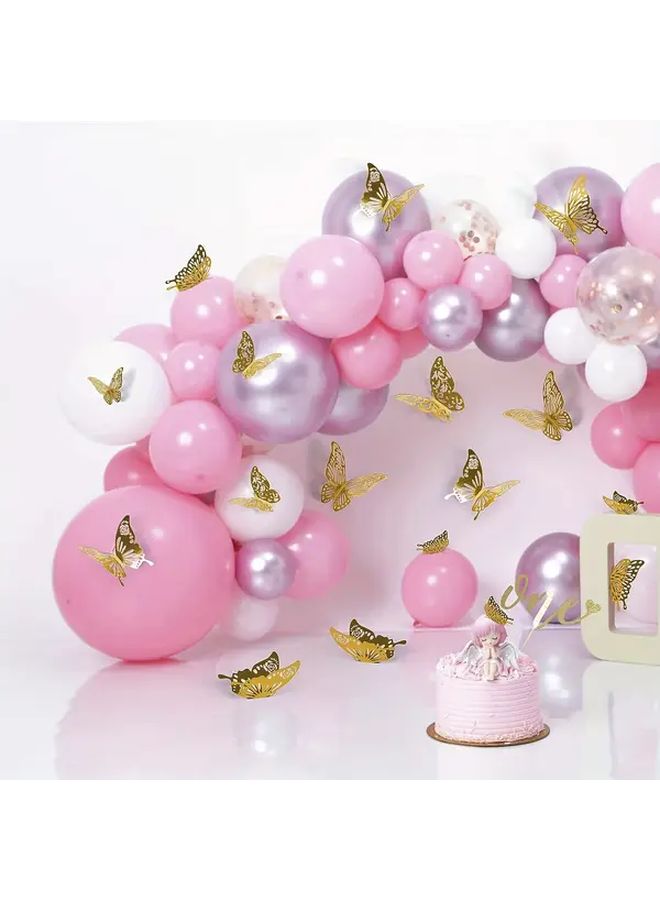 Golden 48pcs 3D Butterfly Wall Decor 4 Styles 3 Sizes Removable Stickers for Room Wedding Birthday Party - Image 2