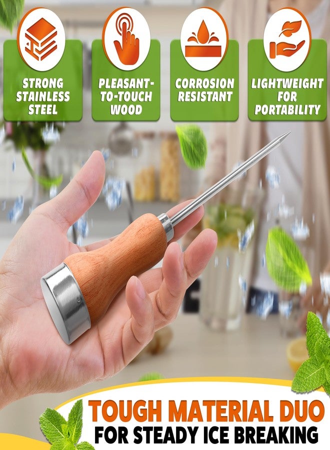 KETAR Ice Picks for Breaking Ice in Freezer, 8.07 In, Stainless Steel, Wood - Image 3