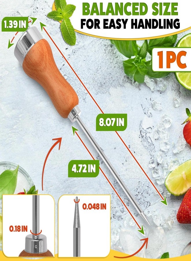 KETAR Ice Picks for Breaking Ice in Freezer, 8.07 In, Stainless Steel, Wood - Image 2