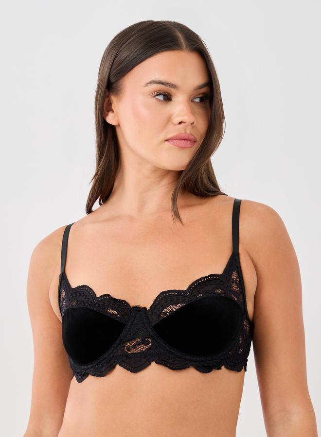 Styli Lace Cut and Sew Panel Non-Padded Wired Bra and Briefs Set - Image 2