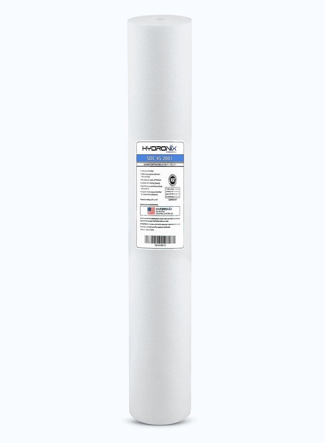 هيدرونيكس خرطوشة فلتر مياه هيدرونيكس SDC-45-2001 للرواسب من البولي بروبيلين، متوافقة مع معايير NSF، للاستخدام المنزلي أو التجاري، مقاس 4.5 بوصة × 20 بوصة - 1 ميكرون - Image 1