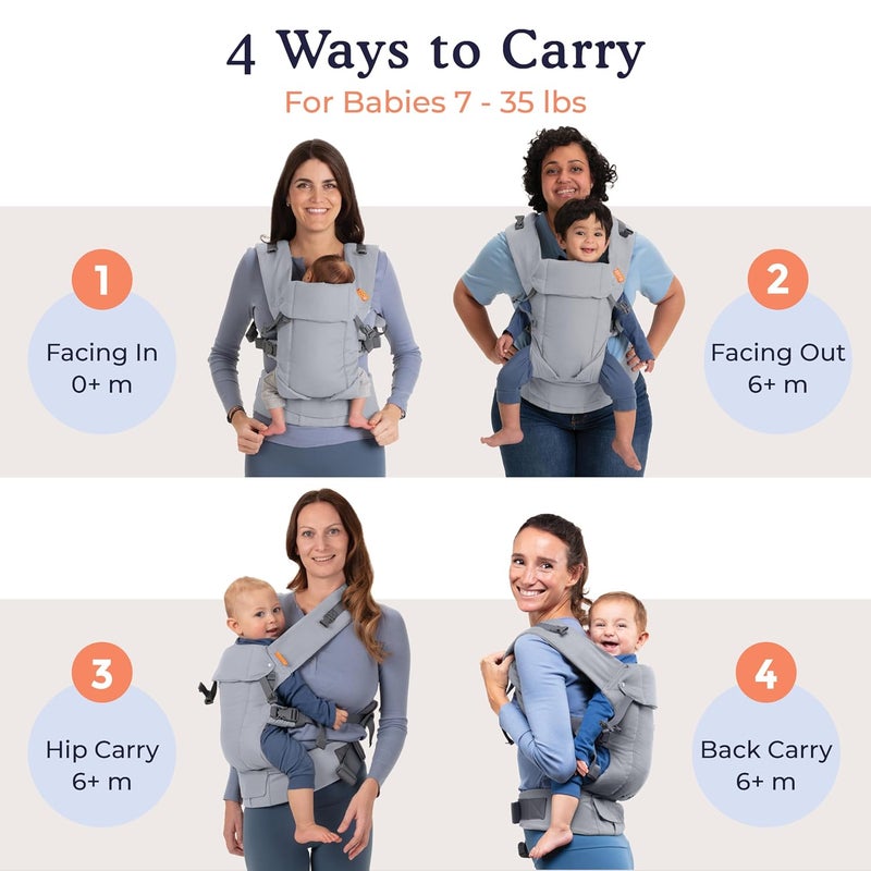 Beco Gemini Baby Carriers from Newborn to Toddler  Certified Ergonomic Newborn Baby Carrier for Infants and Children of 735 lbs  M Shape Adjustable Seat 100 Cotton Grey - Image 2