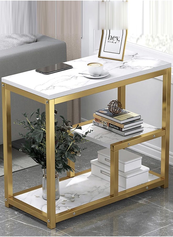 Generic Side Table, End Table for Living Room, Metal Frame Gold Color, Tall End Table for Bed Room,Coffee Tea End Table for Living Room  - Image 1