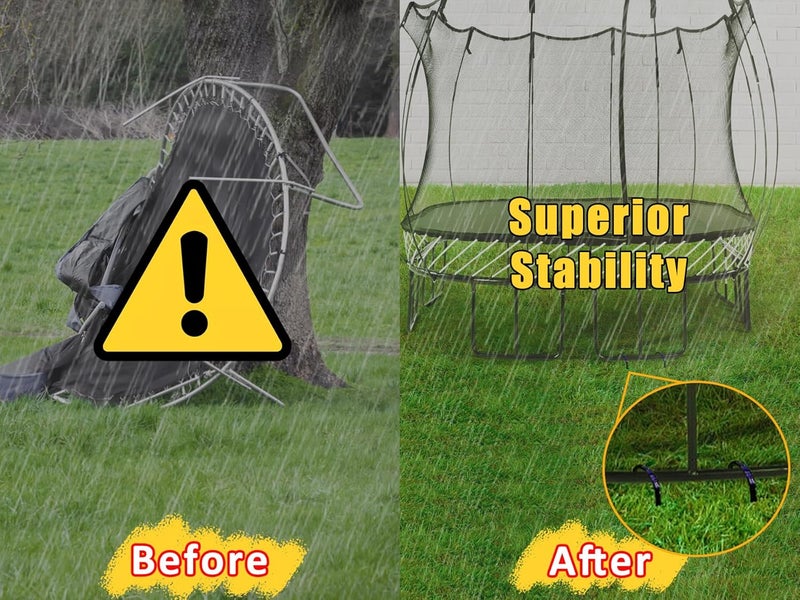 RIY Trampoline Stakes Anchors High Wind 12'' Ground Anchor Heavy Duty Tent Stakes Swing Set Anchors Trampoline Accessories with T Hook - Black 8pcs - Image 4