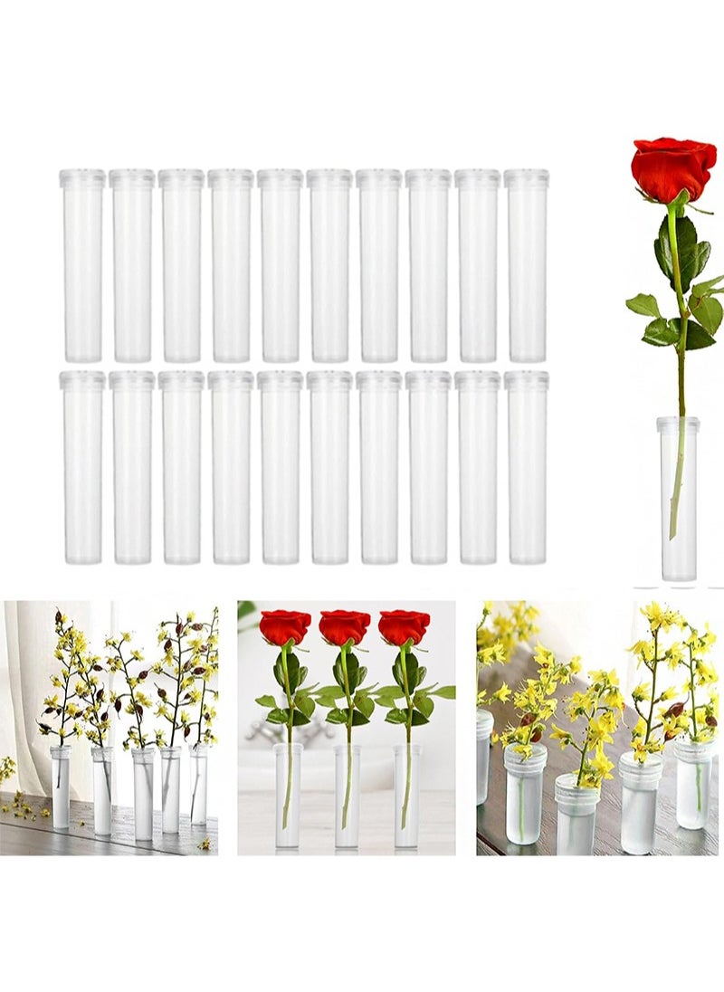 Aikanbo - 20 Pack Floral Water Tubes/Vials for Flower Arrangements, Rose Flower Water Tubes Aqua Picks，Clear Plastic Rose Water Tubes with Picks，Floral Water Tubes Stems Picks (7.2 x 1.5cm) - Image 1