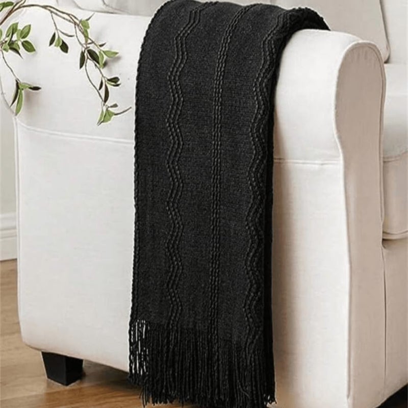 Decorative Wave Pattern Knitted Bed Blanket for Nap