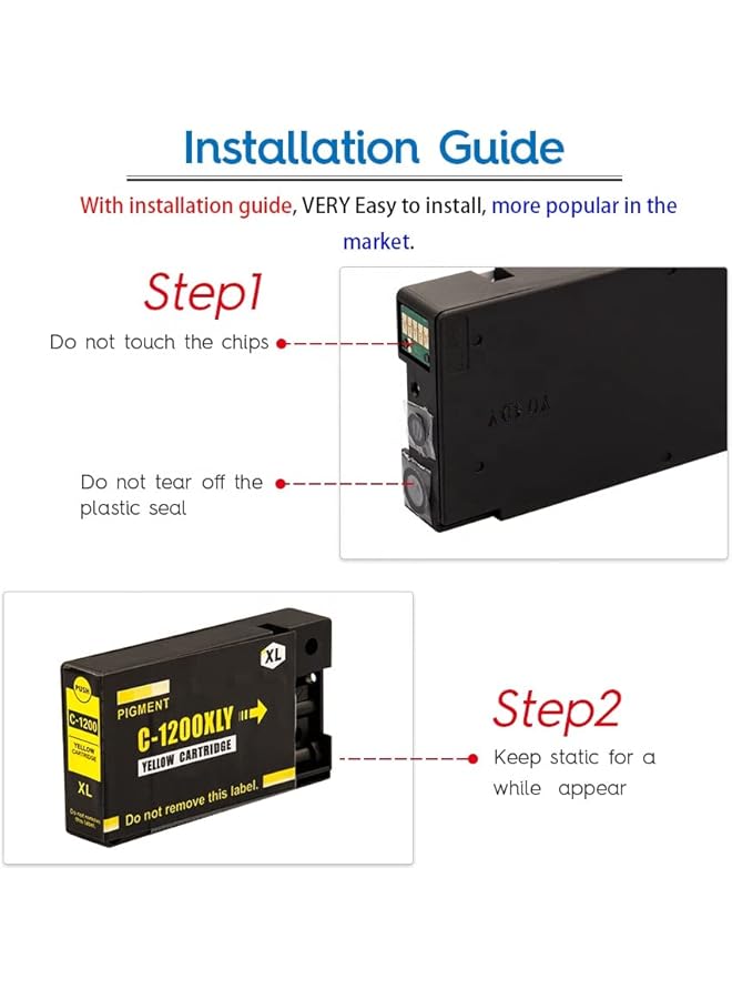 NexNova Ink Cartridge Compatible For Canon Pgi 1400Xl Set High Yield 4 Pack Black Cyan Magenta Yellow Pgi 1400 Xl Guaranteed Compatibility With Maxify Mb2140 Mb2340 Mb2740 Mb2040 - Image 4