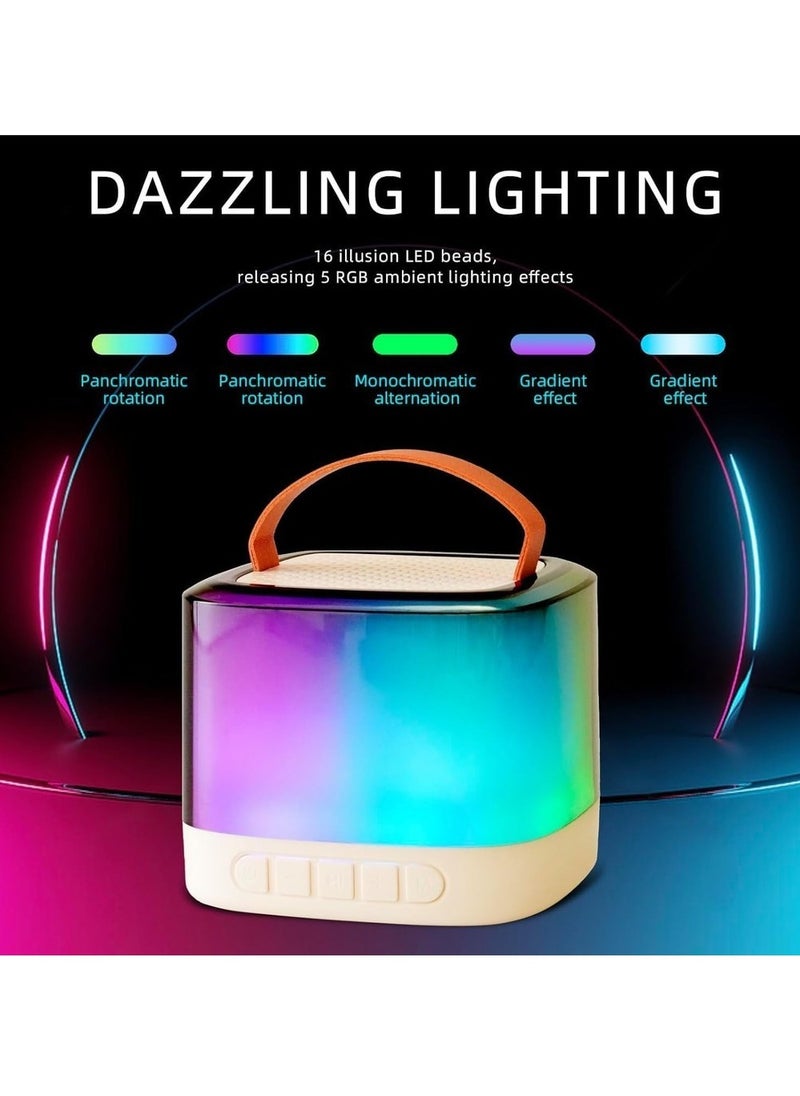 Mini for for Karaoke Machine With 2 Wireless Microphones Portable Bluetooth Speaker With RGB Light Singing Machine With Echo And Vocal Cut Supports TF AUX-in For Home Party Meeting