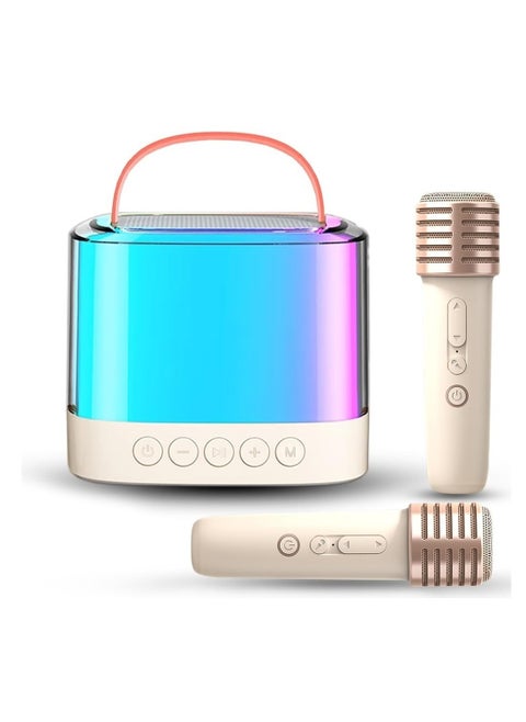 Mini for for Karaoke Machine With 2 Wireless Microphones Portable Bluetooth Speaker With RGB Light Singing Machine With Echo And Vocal Cut Supports TF AUX-in For Home Party Meeting