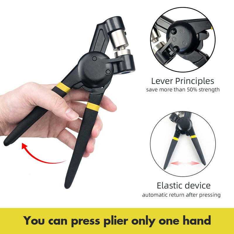 HAPDEN Grommet Tool Kit, 3/8 inch Handheld Eyelet Kit Manual Grommet Press Machine with 500 pcs 10 mm Grommets - Image 3