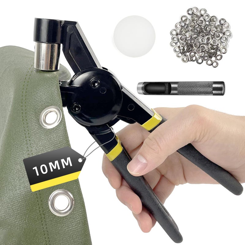 HAPDEN Grommet Tool Kit, 3/8 inch Handheld Eyelet Kit Manual Grommet Press Machine with 500 pcs 10 mm Grommets - Image 1