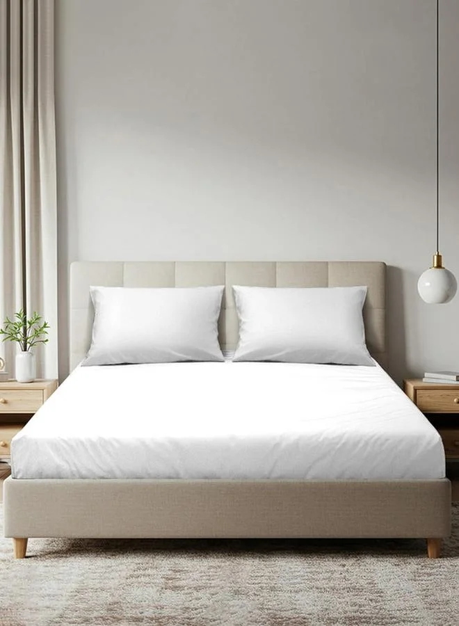 Mulberry Living 100% Cotton King Bedsheet Set, 1000 Tc Pure Essence - White