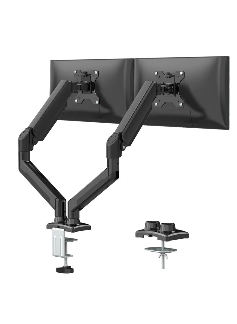 ELTRAZONE Dual Monitor Mount Stand, Adjustable Monitor Stand, Articulating Gas Spring Monitor Arm, Monitor Desk Mount with Clamp and Grommet Base - Fits 13 to 32 Inch Computer Monitors - Image 1