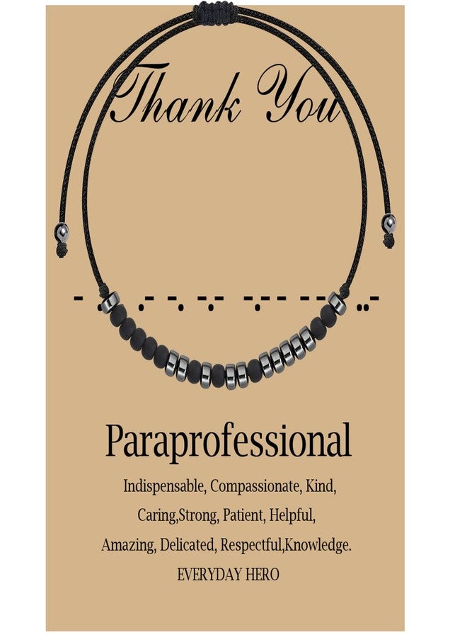 MAOFAED Paraprofessional Gift Teaching Assistant Gift Thank You Morse Code Bracelet for Para Teacher (hero paraprofessional code br) - Image 1