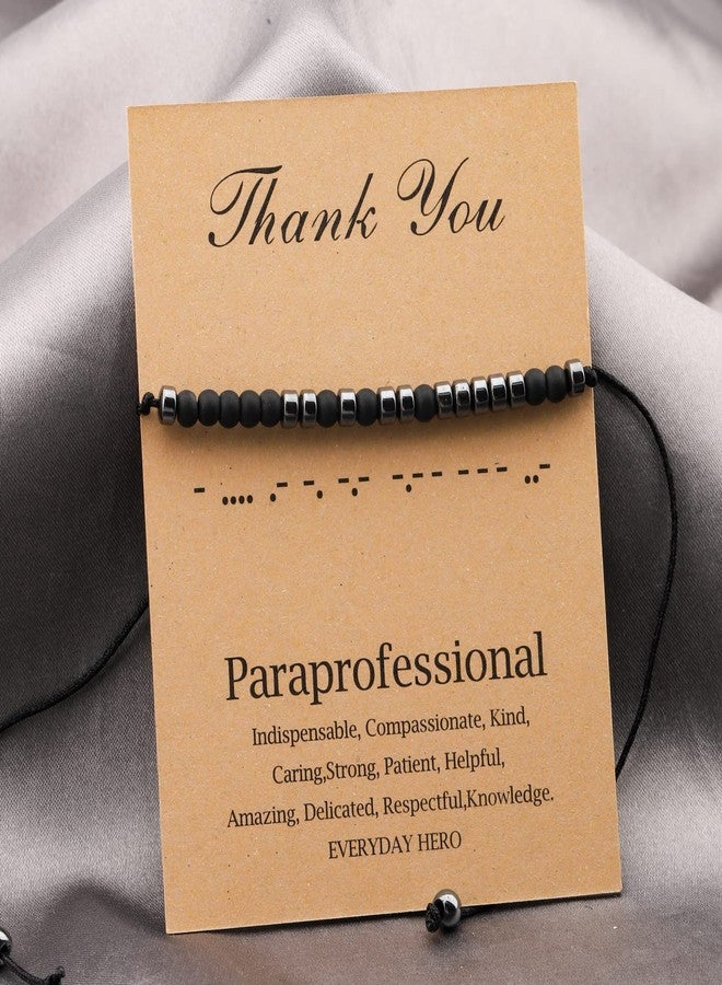 MAOFAED Paraprofessional Gift Teaching Assistant Gift Thank You Morse Code Bracelet for Para Teacher (hero paraprofessional code br) - Image 2