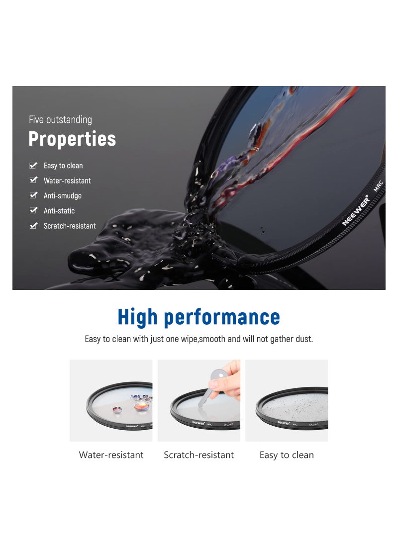 Neewer Neewer 37mm Polarizing Filter 30 Layer Multi Resistant Nano Coatings Circular Polarising Filter(CPL) Reduce Glare/Enhance Contrast/Ultra Slim/Reduces Reflection/HD Optical Glass Polarizer Filter  - Image 5