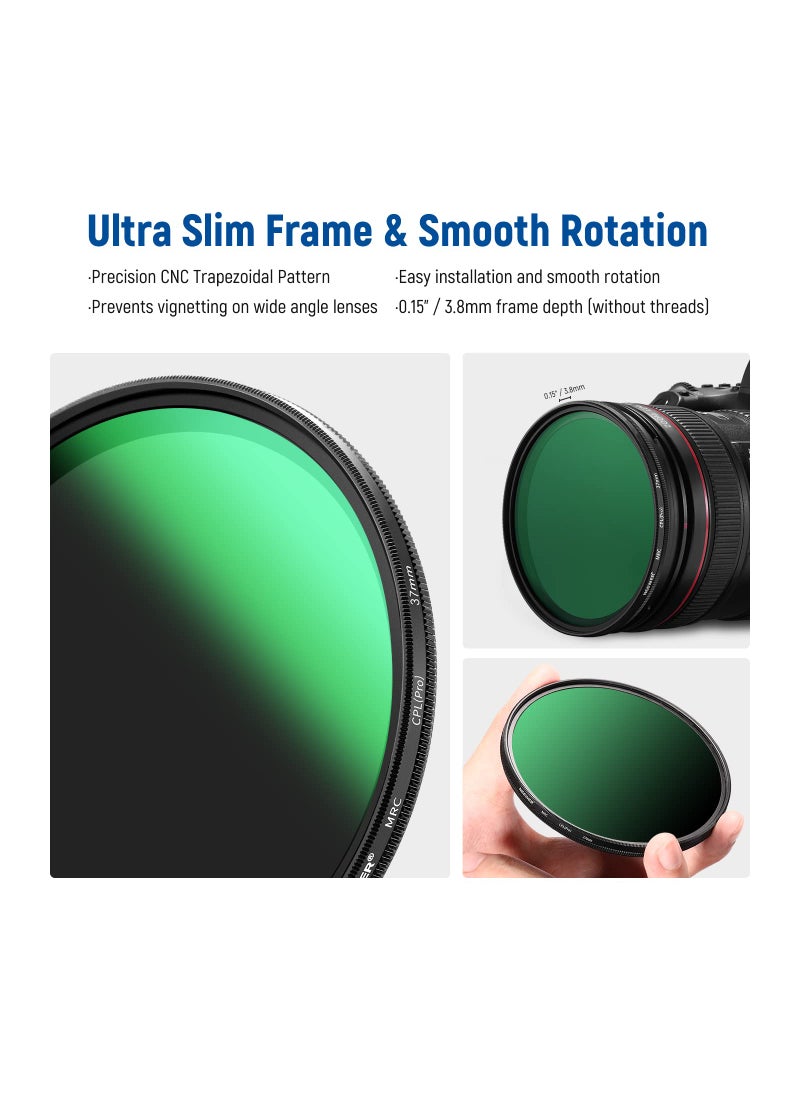 Neewer 37mm Polarizing Filter 30 Layer Multi Resistant Nano Coatings Circular Polarising Filter(CPL) Reduce Glare/Enhance Contrast/Ultra Slim/Reduces Reflection/HD Optical Glass Polarizer Filter